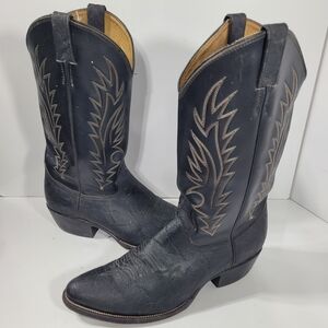 Justin Diamond J Men's Western Boots 10.5 D Black Exotic Elephant Print Leather